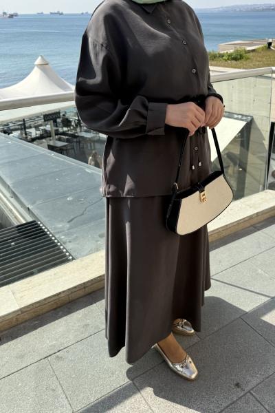 Etekli Modal Kumaş İkili takım  Antrasit