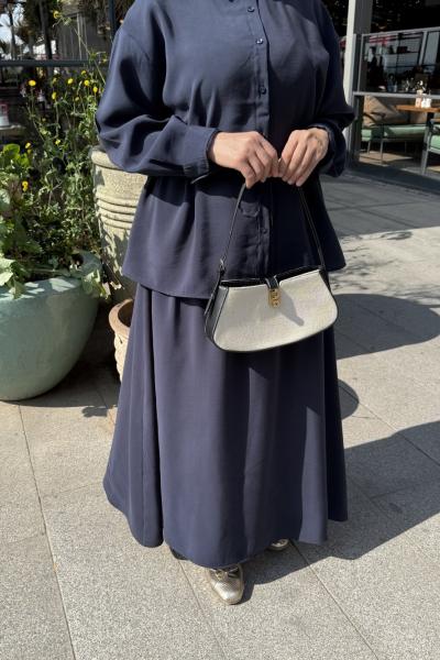 Etekli Modal Kumaş İkili takım  Lacivert