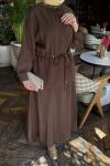 Etekli Modal Kumaş İkili takım  Kahverengi