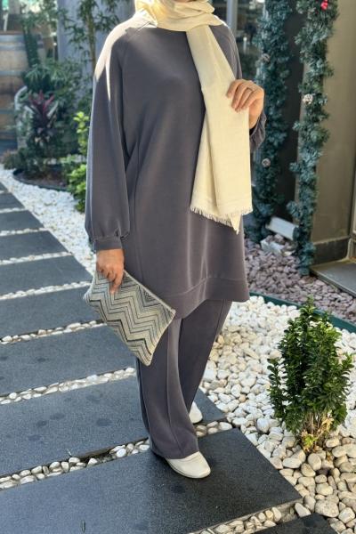 İkili Modal Tesettür Takım Antrasit