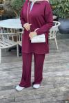 Basic Fermuarlı İkili Tesettür Takım Bordo