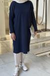Basic Uzun Tesettür Tunik Lacivert