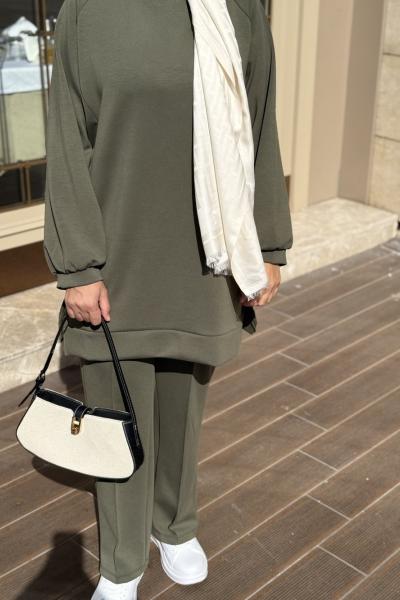 İkili Modal Tesettür Takım Haki