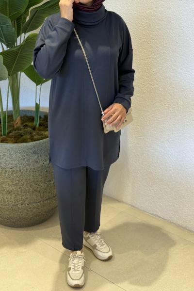 Şal yaka ikili takım Antrasit